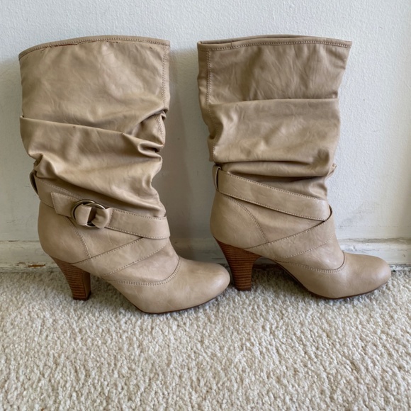 Cathy Jean Bone Colored Scrunch Boots - Picture 2 of 4